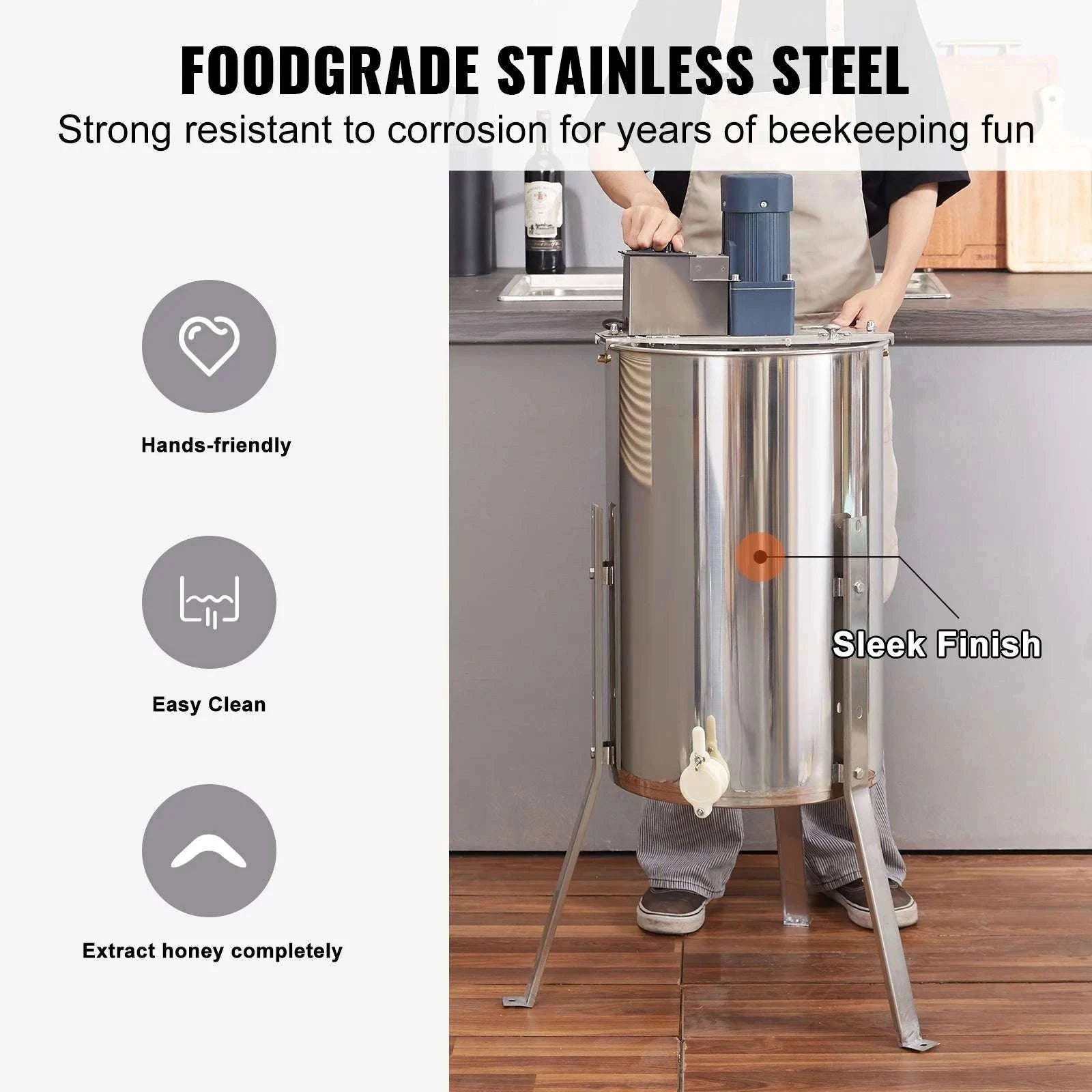 Electric Honey Extractor 2/4 Frame Stainless Steel Beekeeping Spinner-2-4 Frame Electric / GERMANY