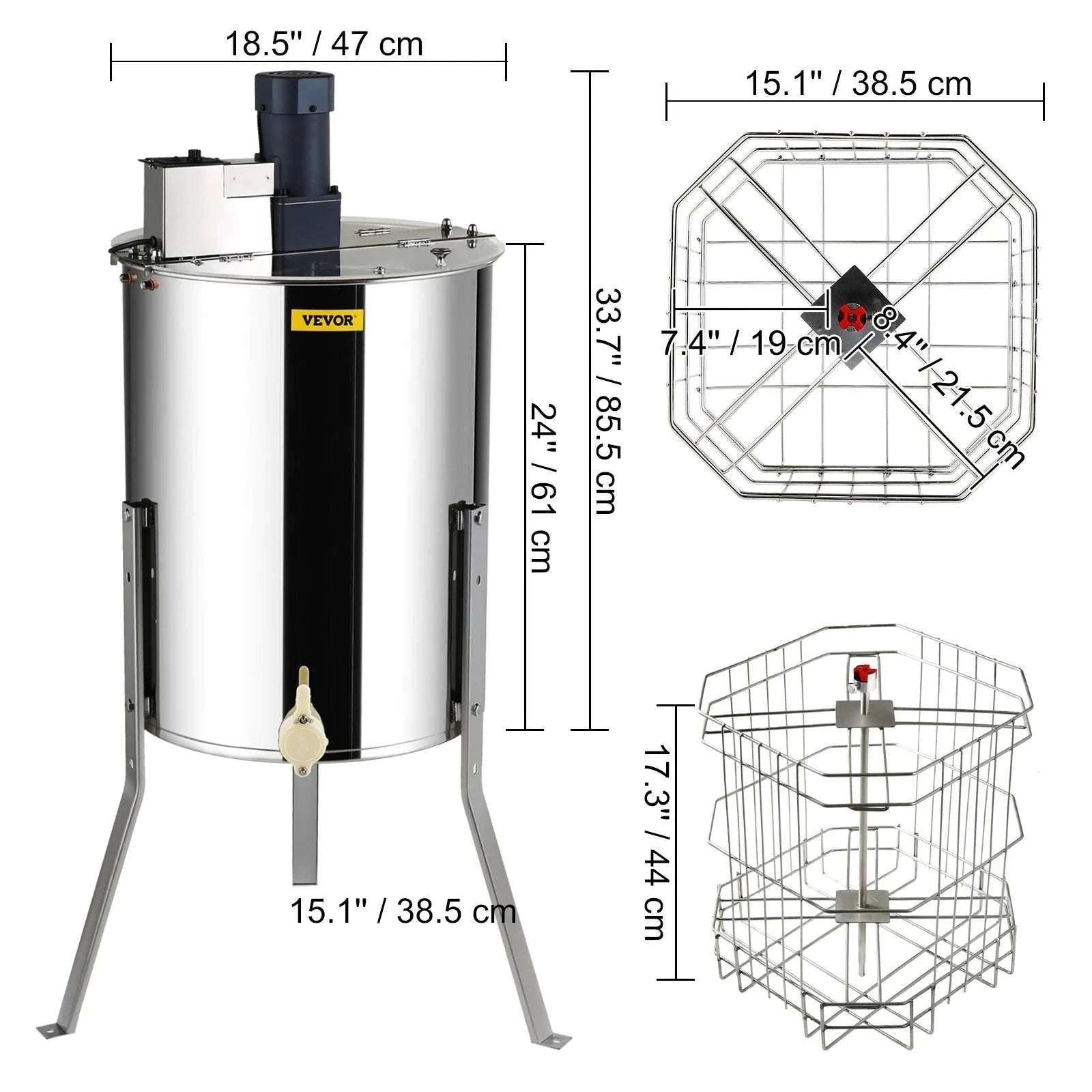 Electric Honey Extractor 2/4 Frame Stainless Steel Beekeeping Spinner-2-4 Frame Electric / GERMANY