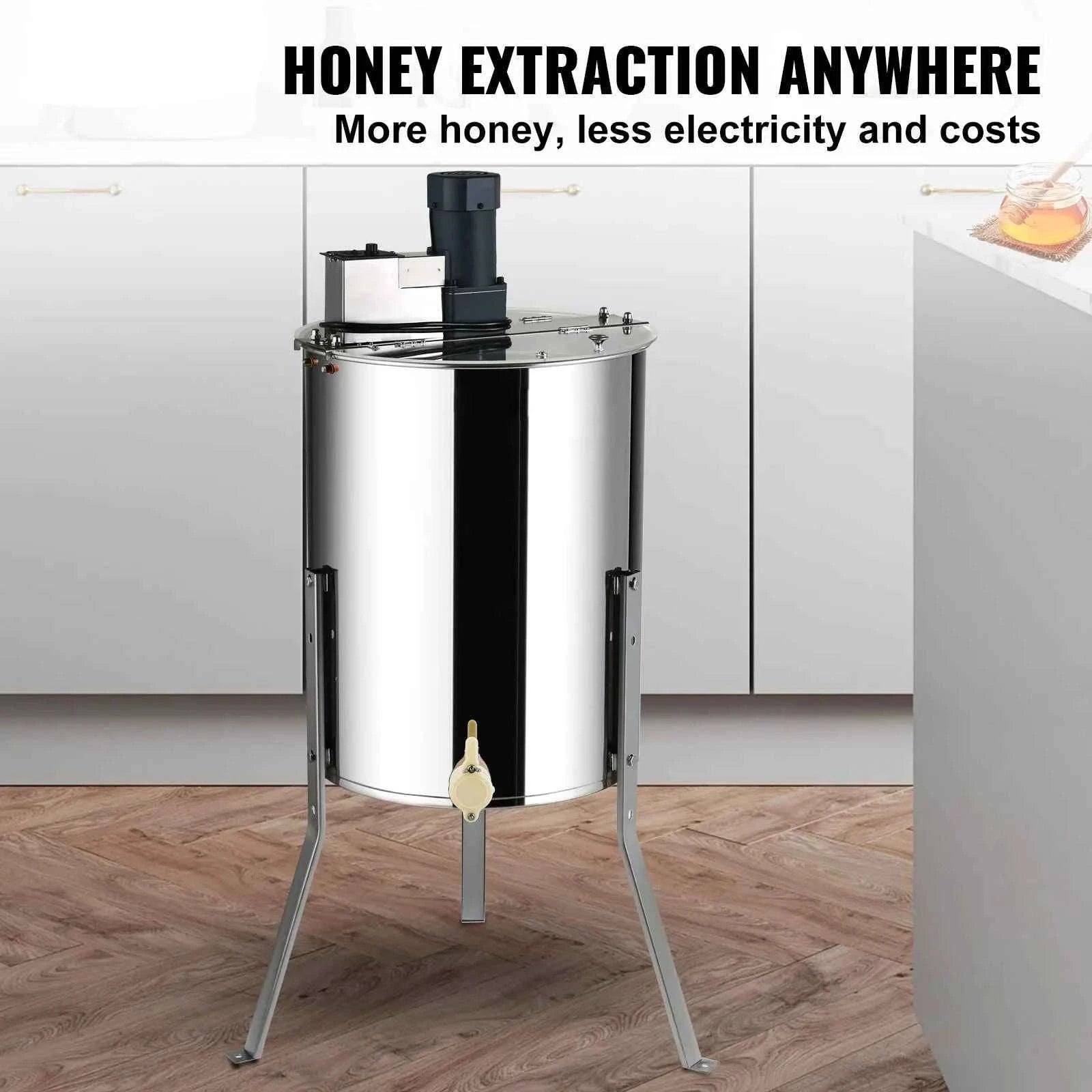 Electric Honey Extractor 4/8 Frames Stainless Steel with Adjustable Stand-18.5in / spain