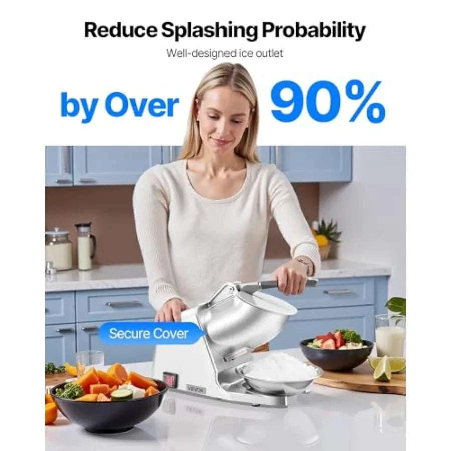 Electric Ice Crusher Machine 143lbs/hr Snow Cone Maker with Bowl-United States / Sliver