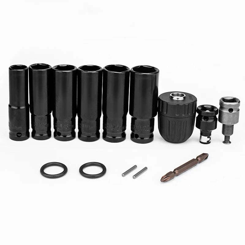 Electric Impact Wrench Socket Adapter Kit – 14‑Piece Set-As shown / Poland