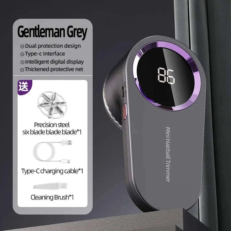 Electric Lint Remover with LED Digital Display-Grey
