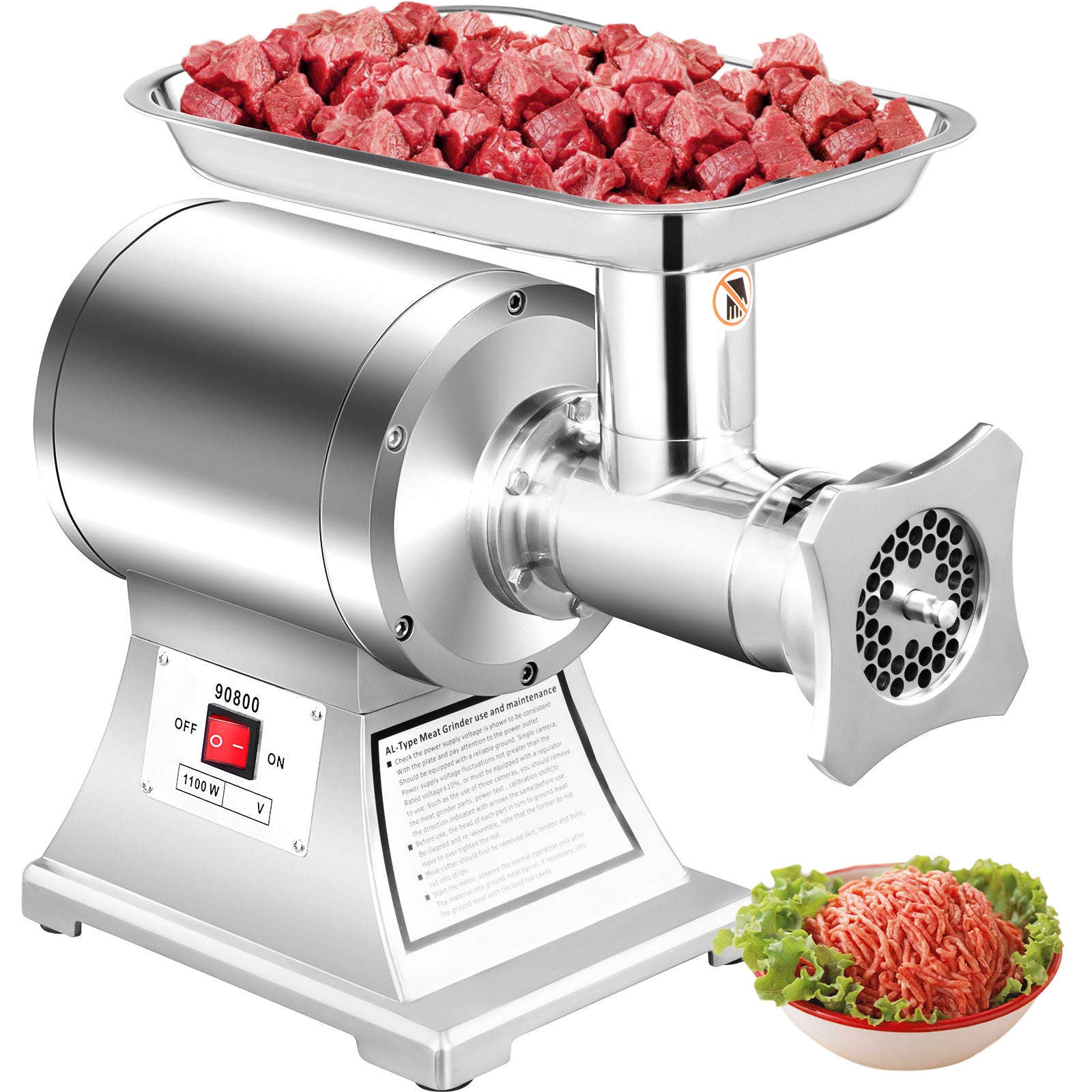 Electric Meat Grinder 1100W Stainless Steel Commercial-850W / Canada / 120kg/h