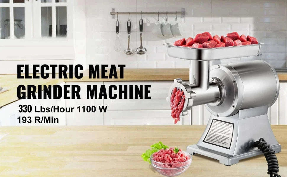 Electric Meat Grinder 550 lbs/h Stainless Steel Mincer-sliver / United States