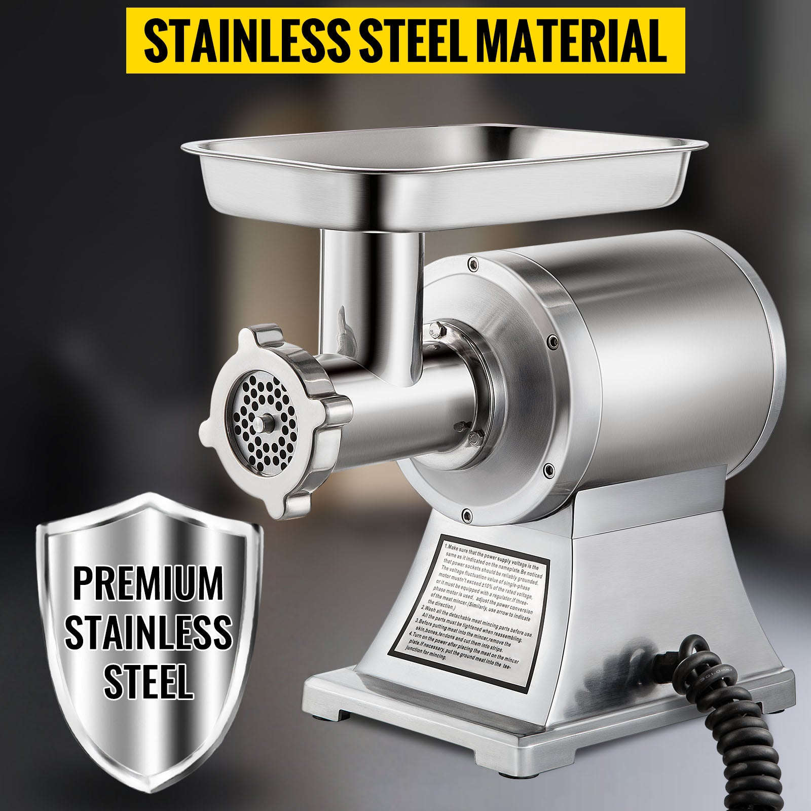 Electric Meat Grinder 550 lbs/h Stainless Steel Mincer-sliver / United States