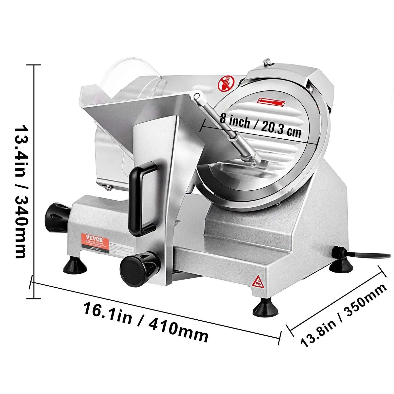 Electric Meat Slicer with Adjustable Thickness 8" Carbon Steel Blade-8inch / United States