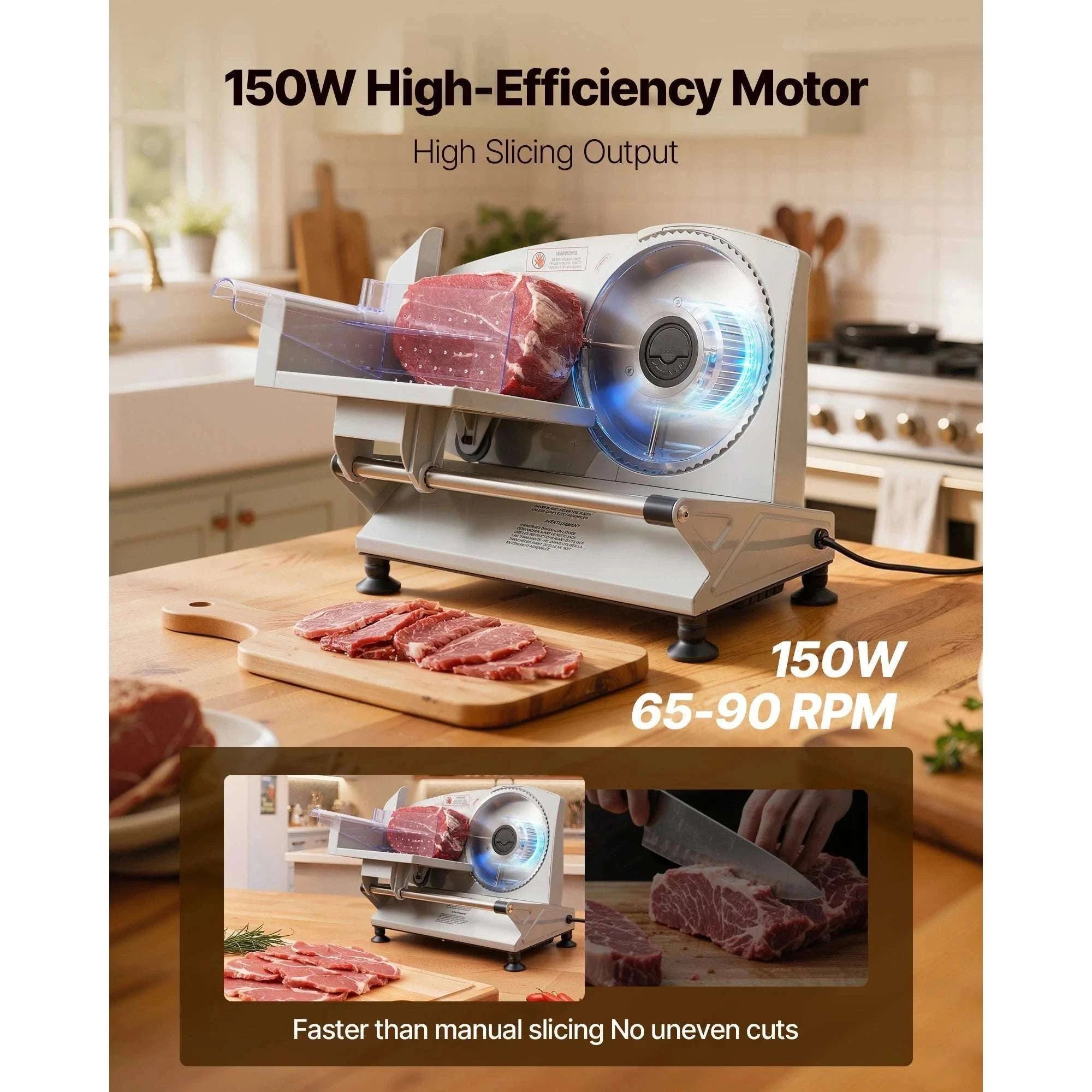 Electric Meat Slicer with Adjustable Thickness & Dual Blades-10 inch 320W / United States