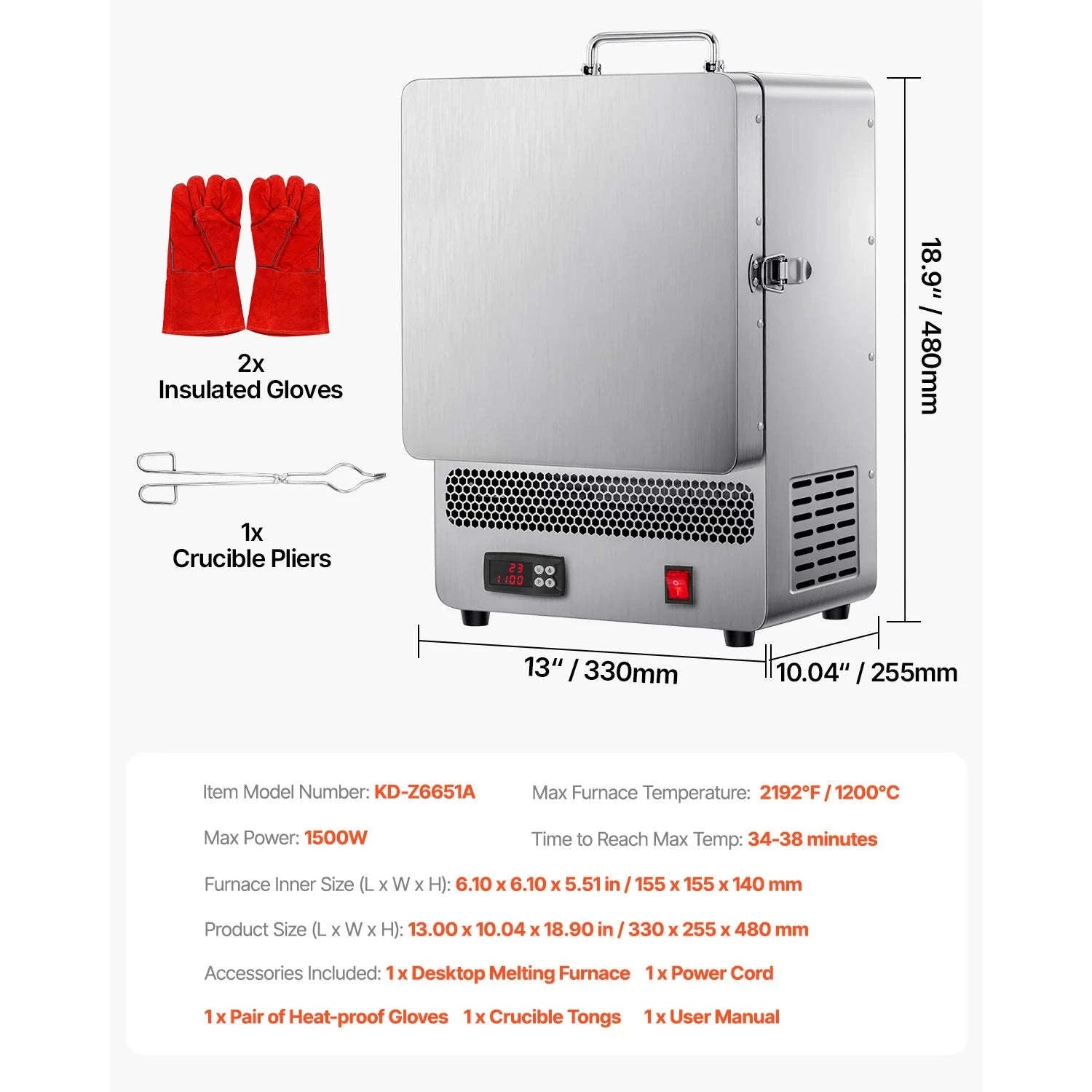Electric Melting Furnace 1500W/1650W for Casting and Firing-M 1650W / spain