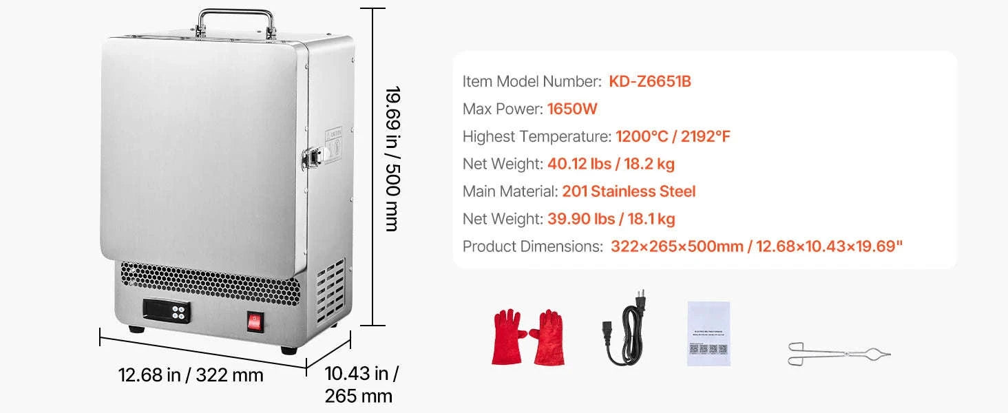 Electric Melting Furnace 1500W/1650W for Casting and Firing-M 1650W / spain