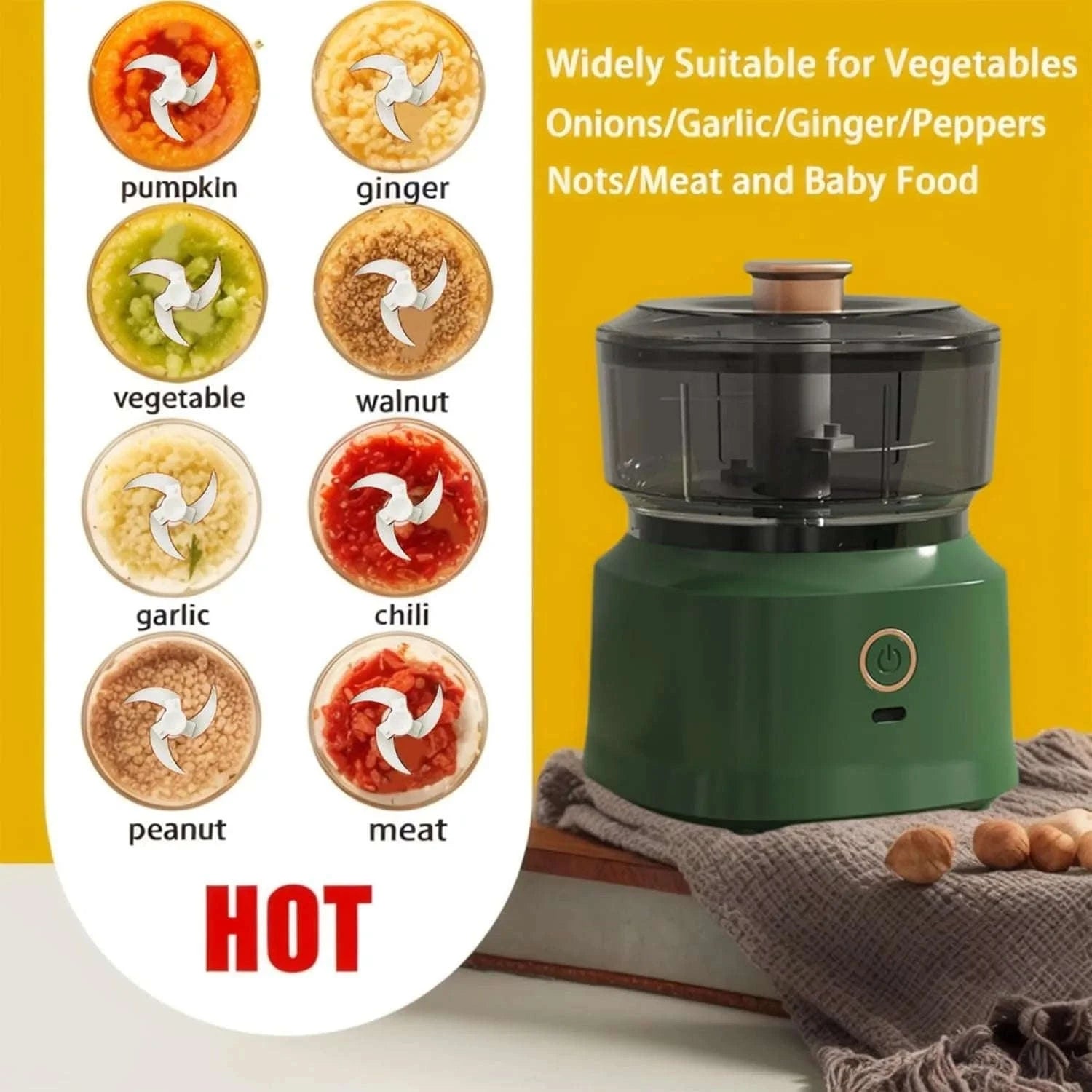 Electric Mini Food Chopper 350ML USB Rechargeable Garlic & Meat Grinder-White / United States