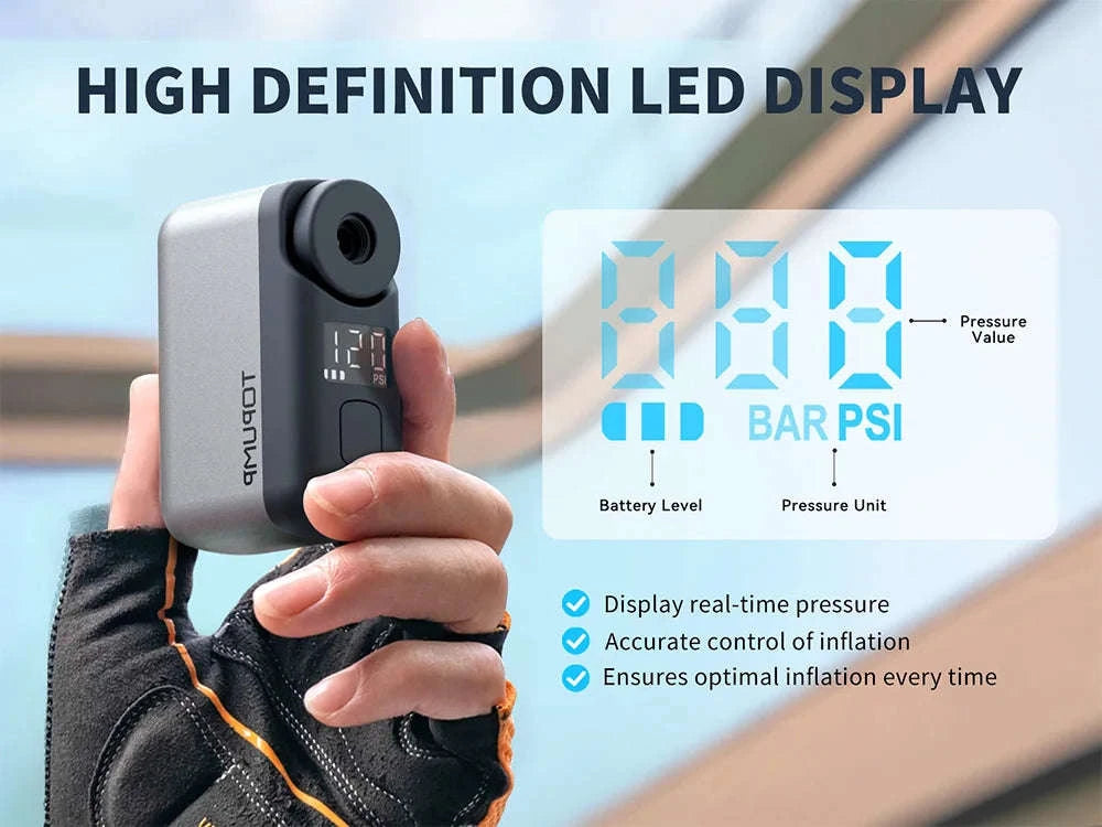 Electric Mini Portable Bike Pump 120PSI with Display-TOPUMP TB2 PRO / United States