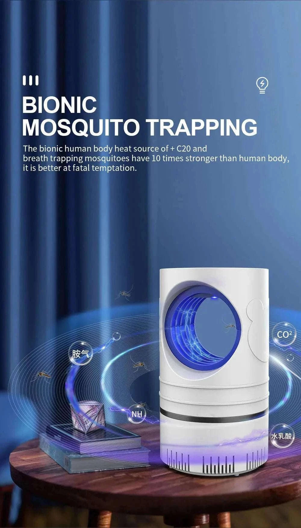 Electric Mosquito Killer Lamp with UV LED and USB Power-black