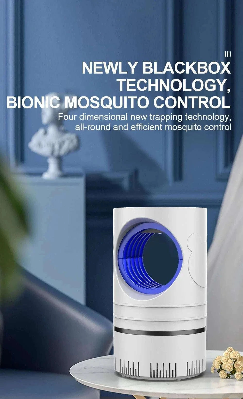 Electric Mosquito Killer Lamp with UV LED and USB Power-black