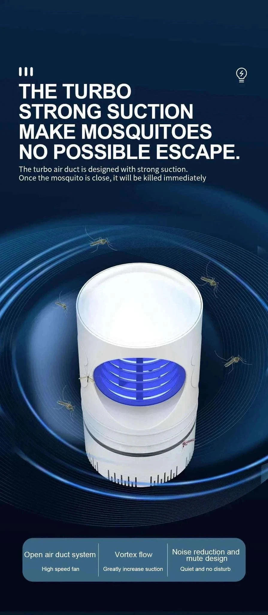 Electric Mosquito Killer Lamp with UV LED and USB Power-black