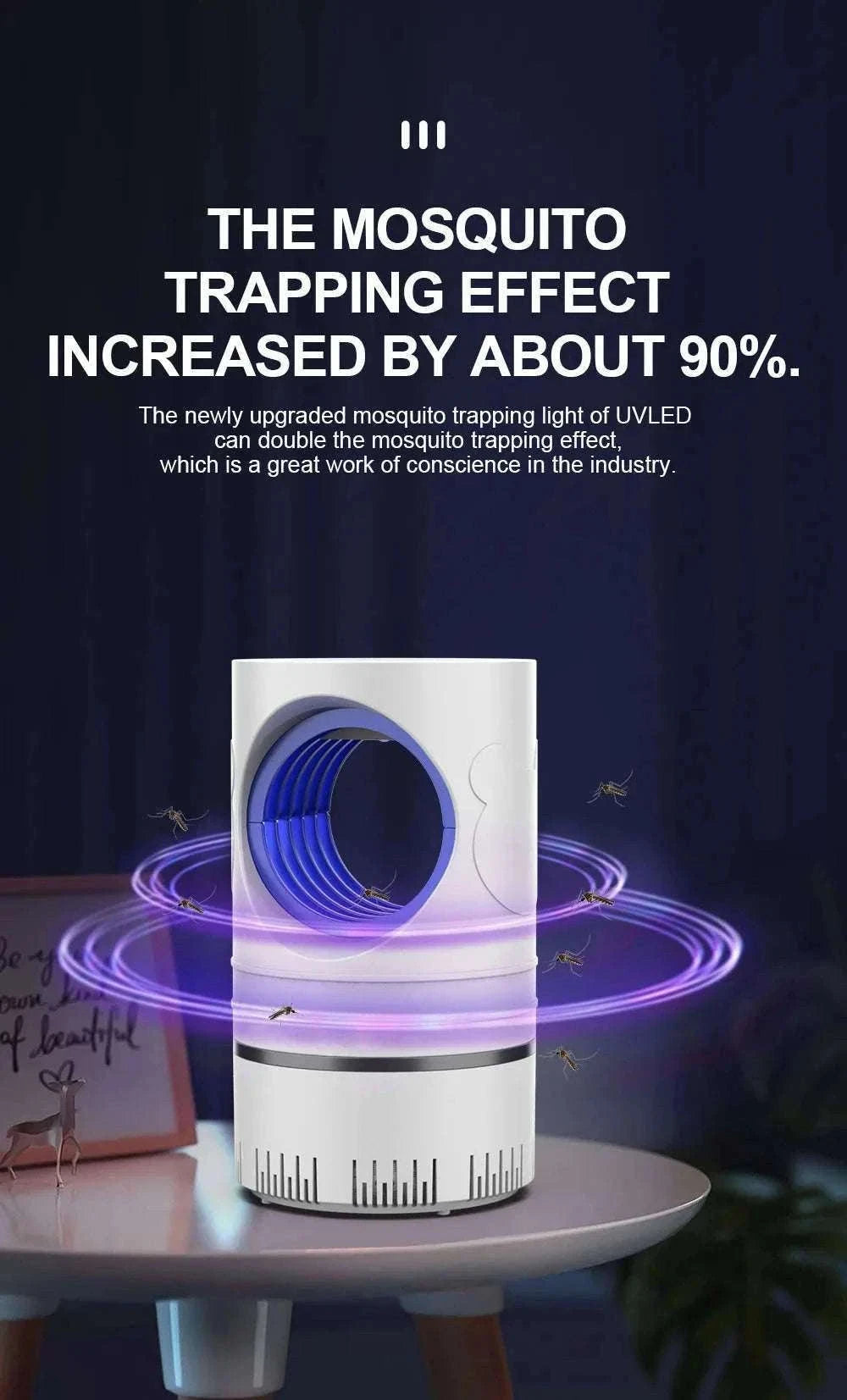 Electric Mosquito Killer Lamp with UV LED and USB Power-black