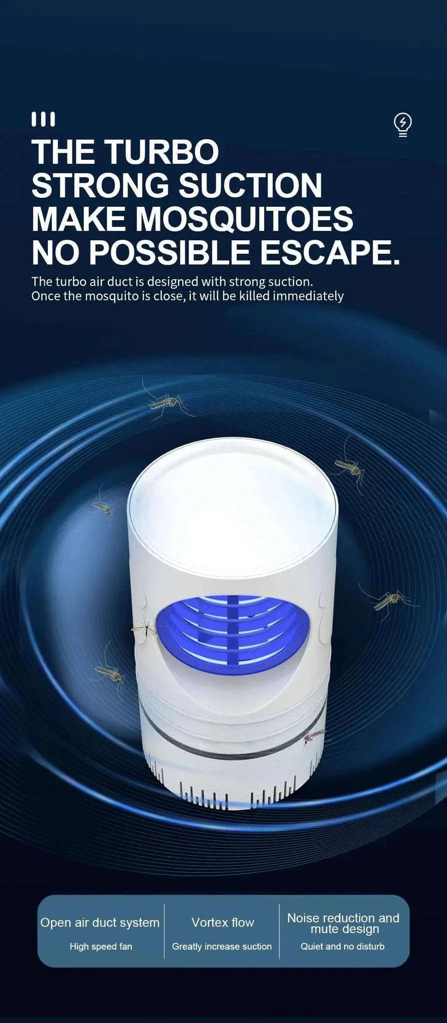 Electric Mosquito Killer Lamp with UV LED and USB Power-black