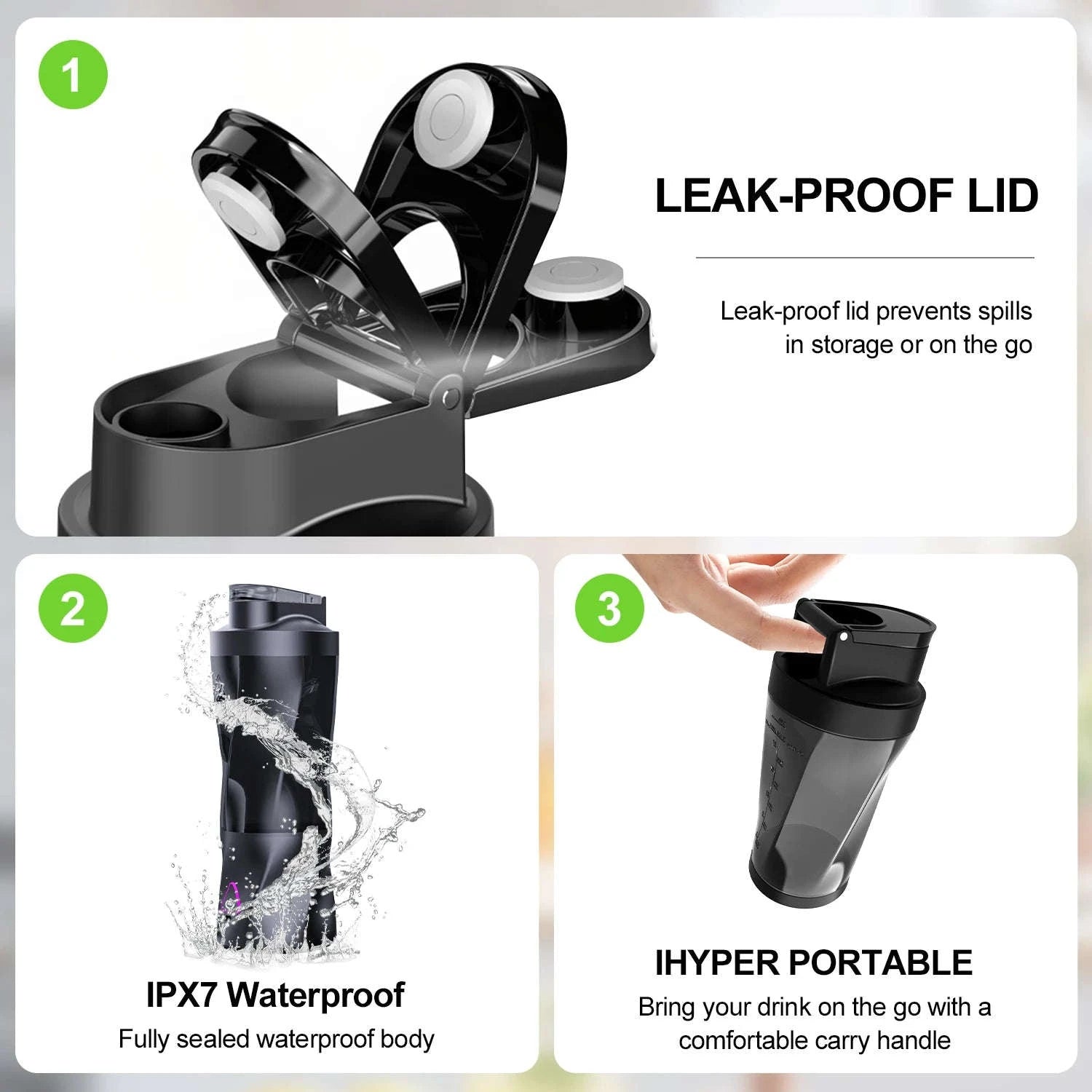 Electric Portable Juicer Blender 700ml USB Rechargeable-HD-10 Black / 11.1