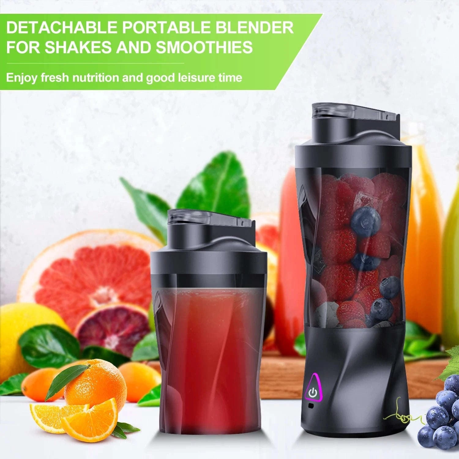Electric Portable Juicer Blender 700ml USB Rechargeable-HD-10 Black / 11.1