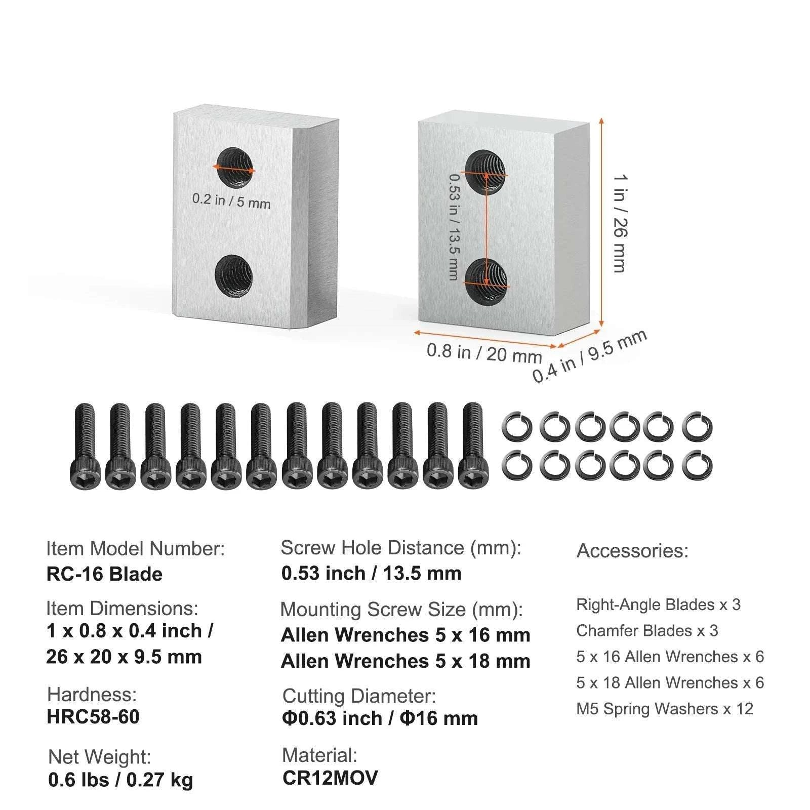 Electric Rebar Cutter Replacement Blades Set (6PCS) for RC-25-20mm 22mm / United States