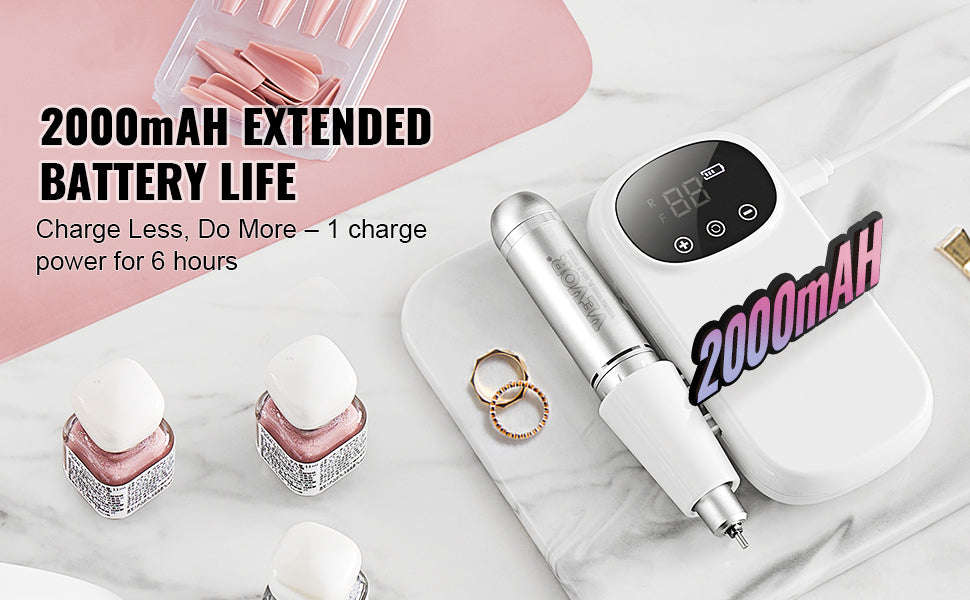 Electric Rechargeable Nail Drill 35000RPM Portable Cordless Nail File Machine-40k / Canada
