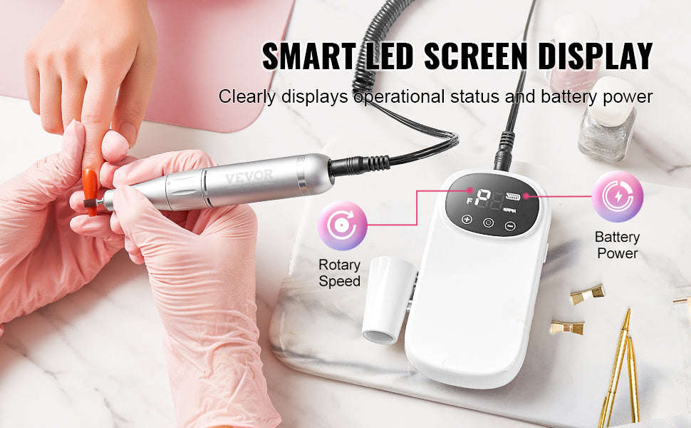 Electric Rechargeable Nail Drill 35000RPM Portable Cordless Nail File Machine-40k / Canada