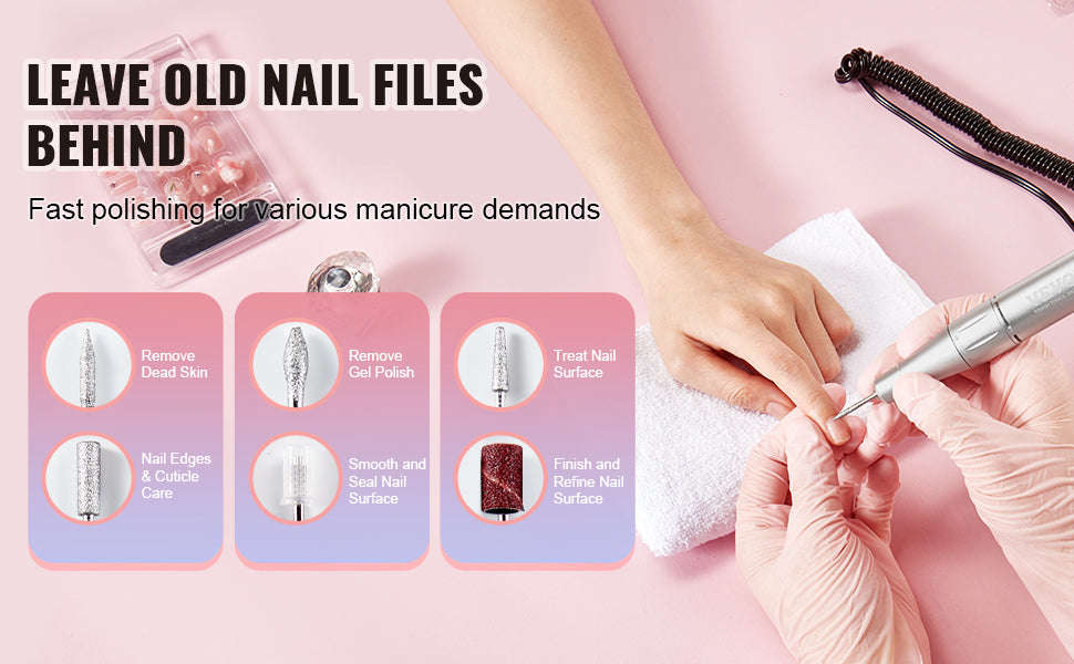 Electric Rechargeable Nail Drill 35000RPM Portable Cordless Nail File Machine-40k / Canada