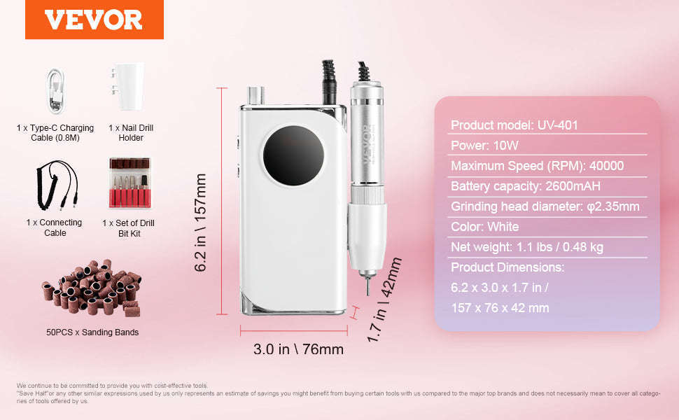 Electric Rechargeable Nail Drill 35000RPM Portable Cordless Nail File Machine-40k / Canada
