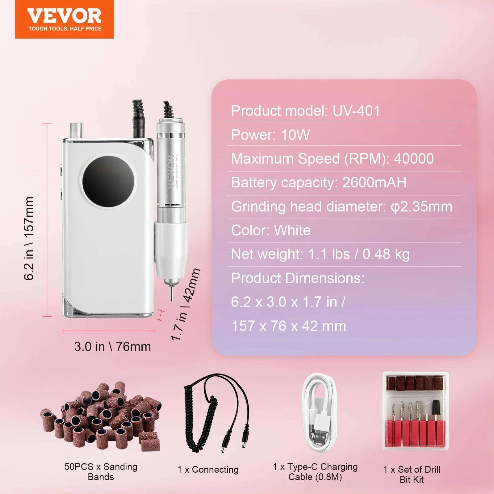 Electric Rechargeable Nail Drill 35000RPM Portable Cordless Nail File Machine-40k / Canada