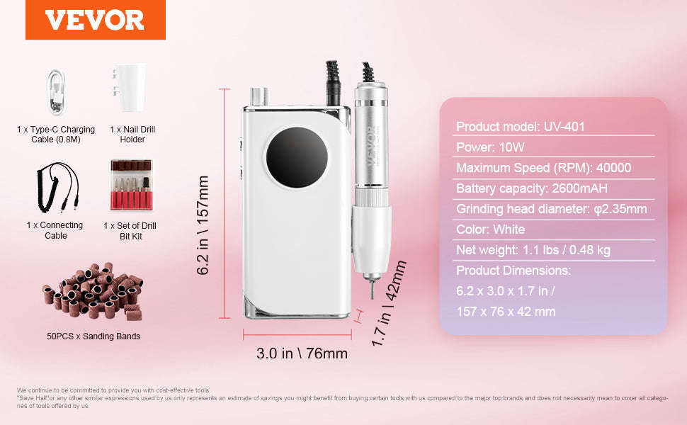 Electric Rechargeable Nail Drill 35000RPM Portable Cordless Nail File Machine-40k / Canada