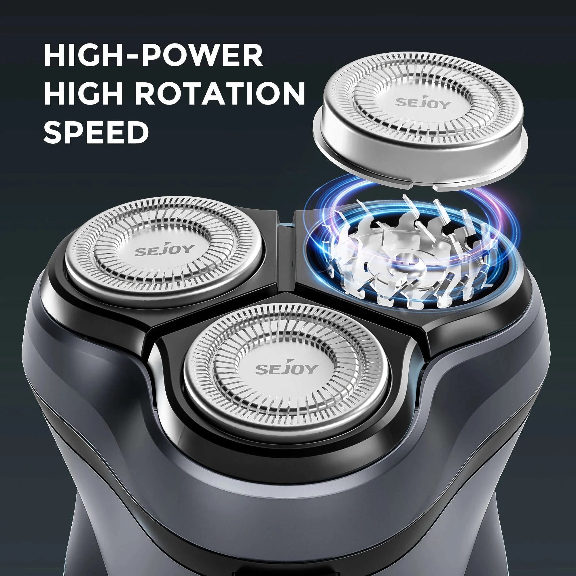 Electric Rotary Shaver for Men with 3D Floating Triple Blades-Blue / United States