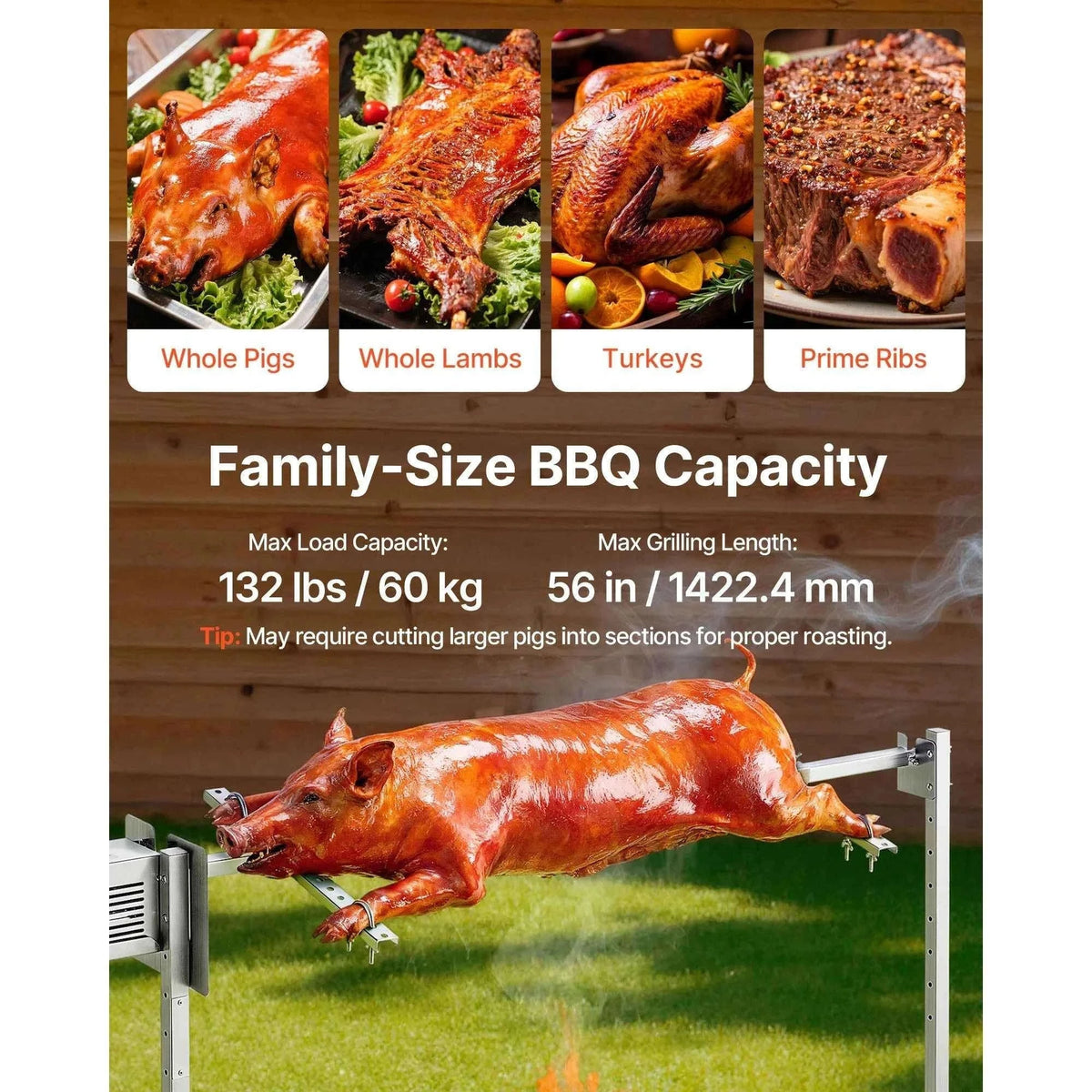 Electric Rotisserie Grill Kit Stainless Steel Automatic Grilling Kit-56inch / france