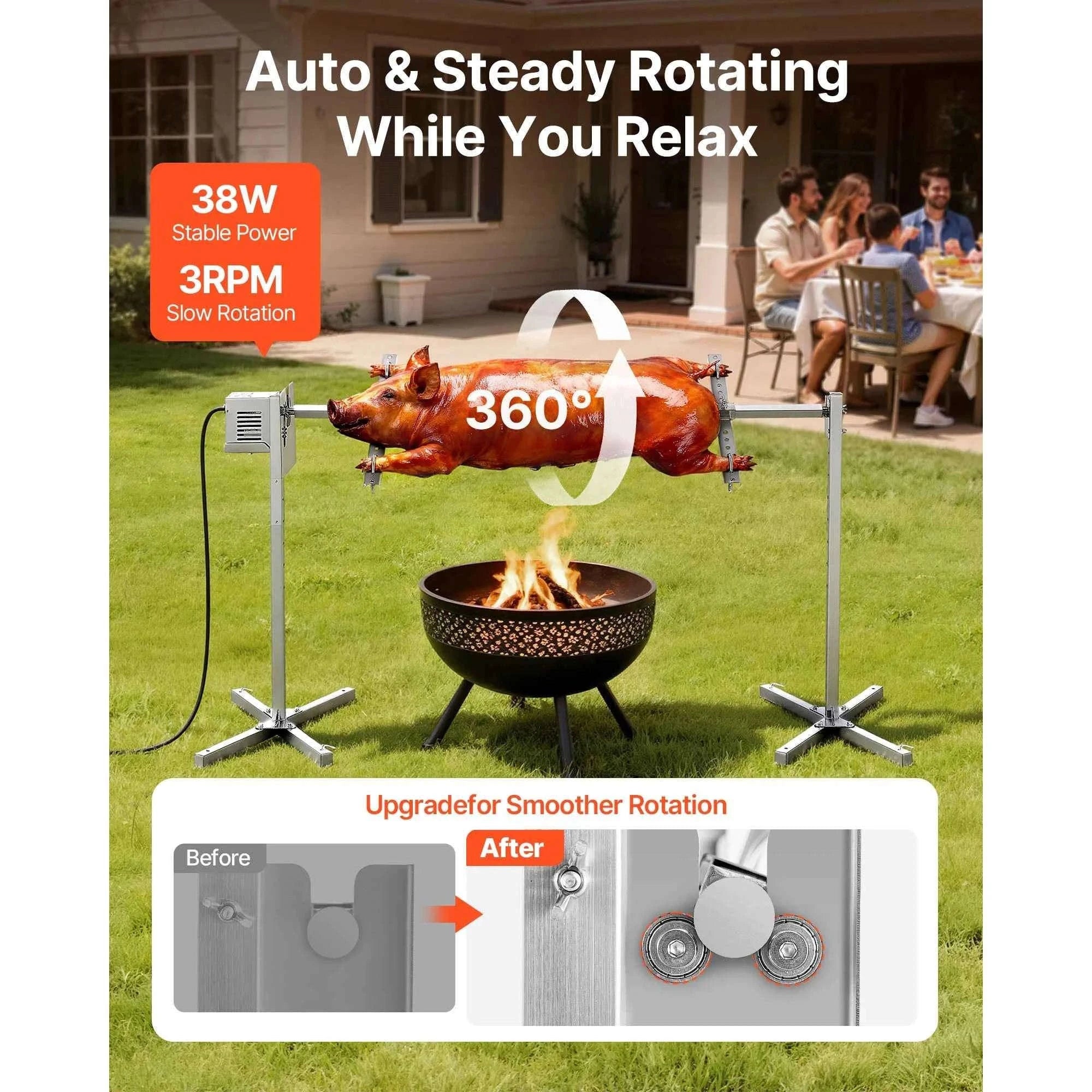 Electric Rotisserie Grill Kit Stainless Steel Automatic Grilling Kit-56inch / france