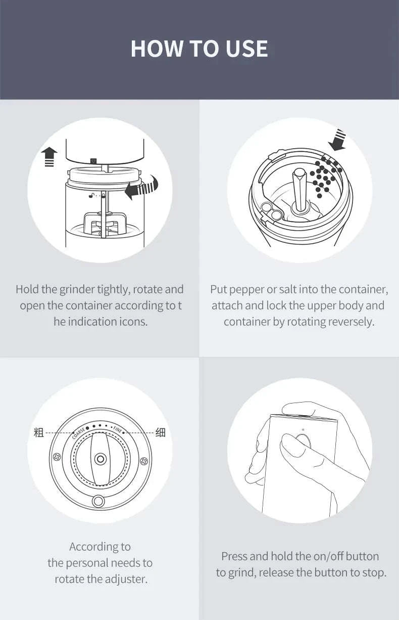 Electric Salt and Pepper Grinder Set with Rechargeable Base-KYMQ-32C-H52