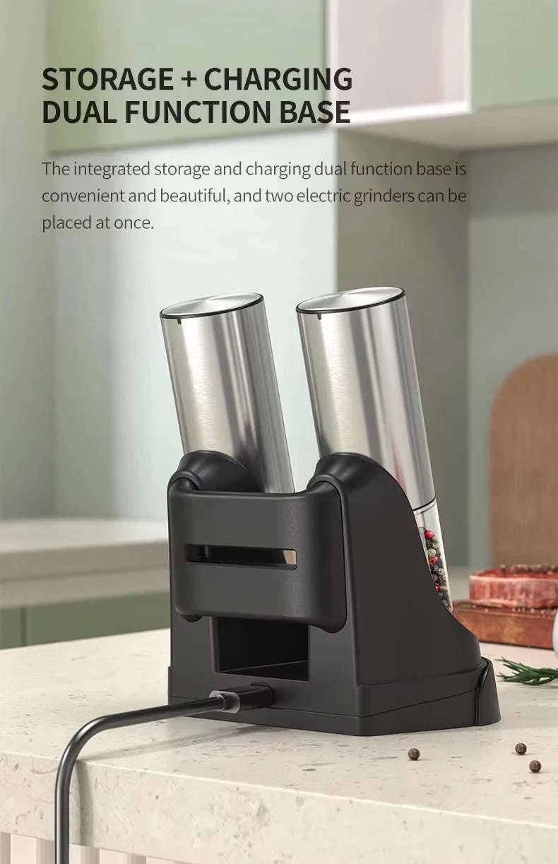 Electric Salt and Pepper Grinder Set with Rechargeable Base-KYMQ-32C-H52