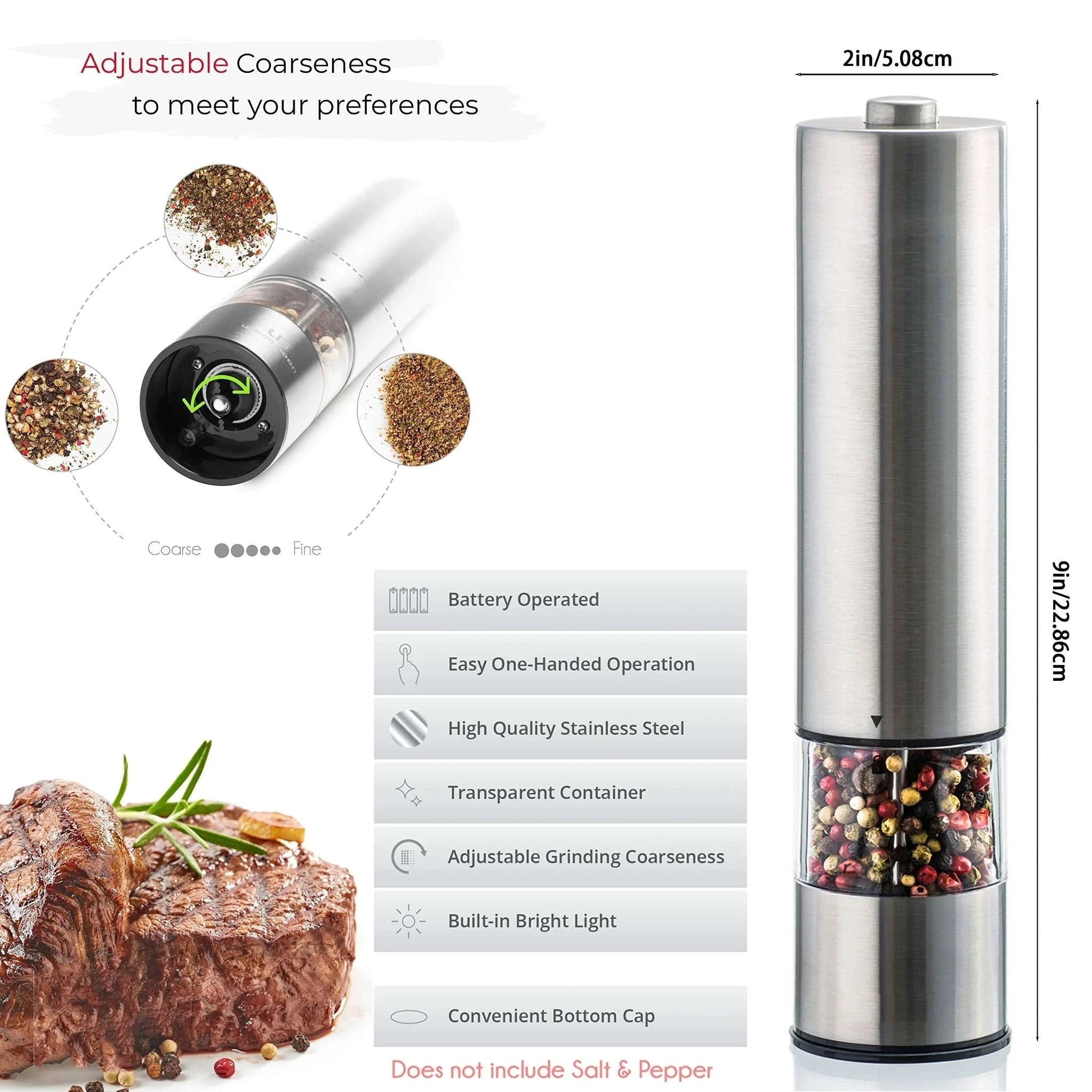 Electric Salt & Pepper Grinder Set-2pcs