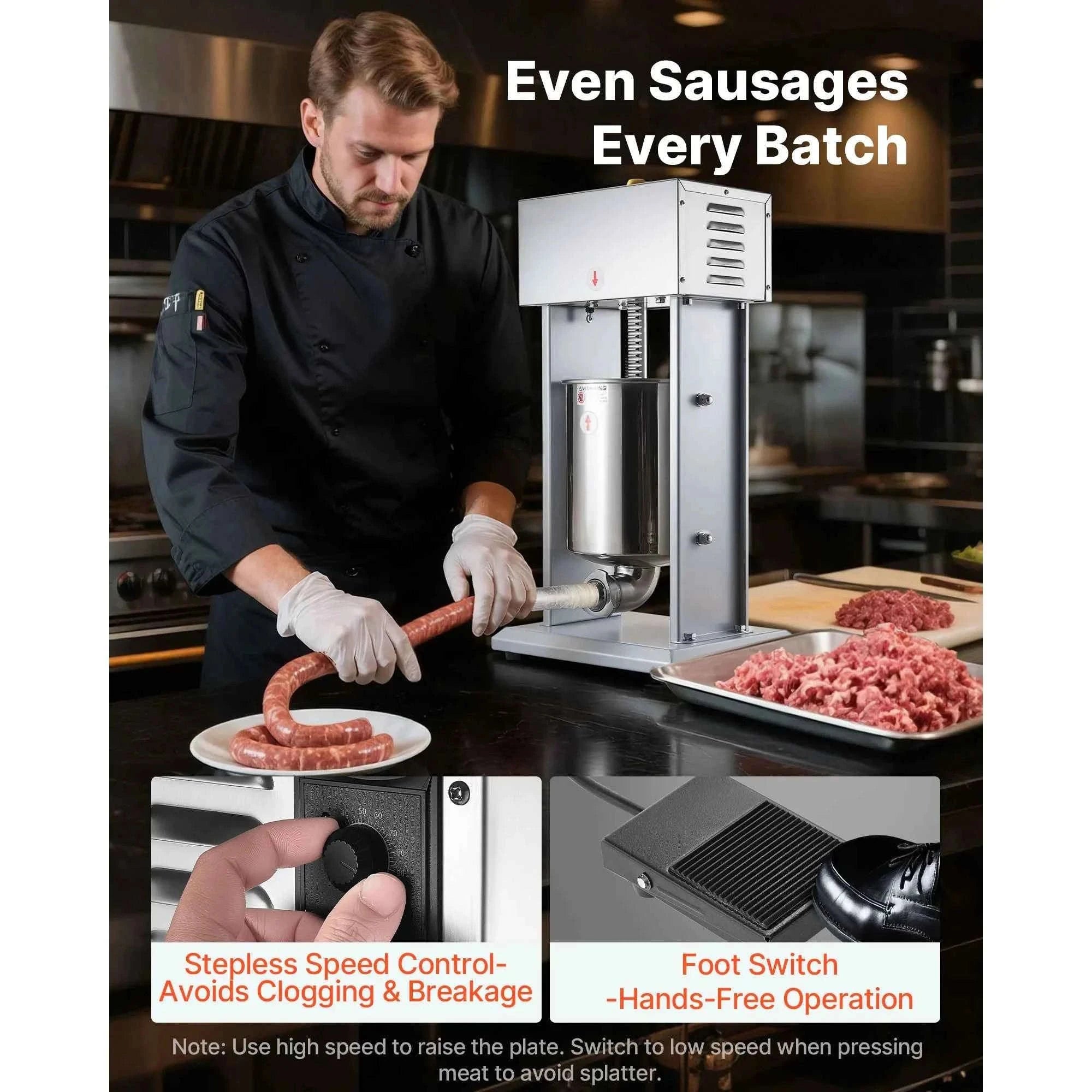 Electric Sausage Stuffer 10L Vertical Meat Filler with 4 Tubes-10L / United States