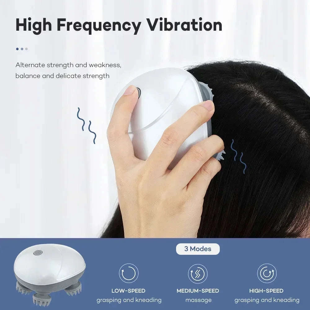 Electric Scalp Head Massager with Red Light Therapy-green