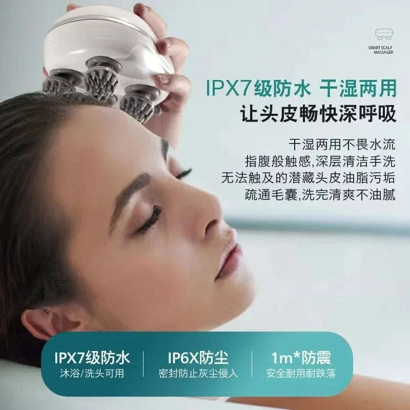 Electric Scalp Head Massager with Red Light Therapy-green