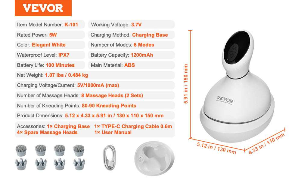 Electric Scalp Massager with 6 Modes Waterproof Rechargeable-
