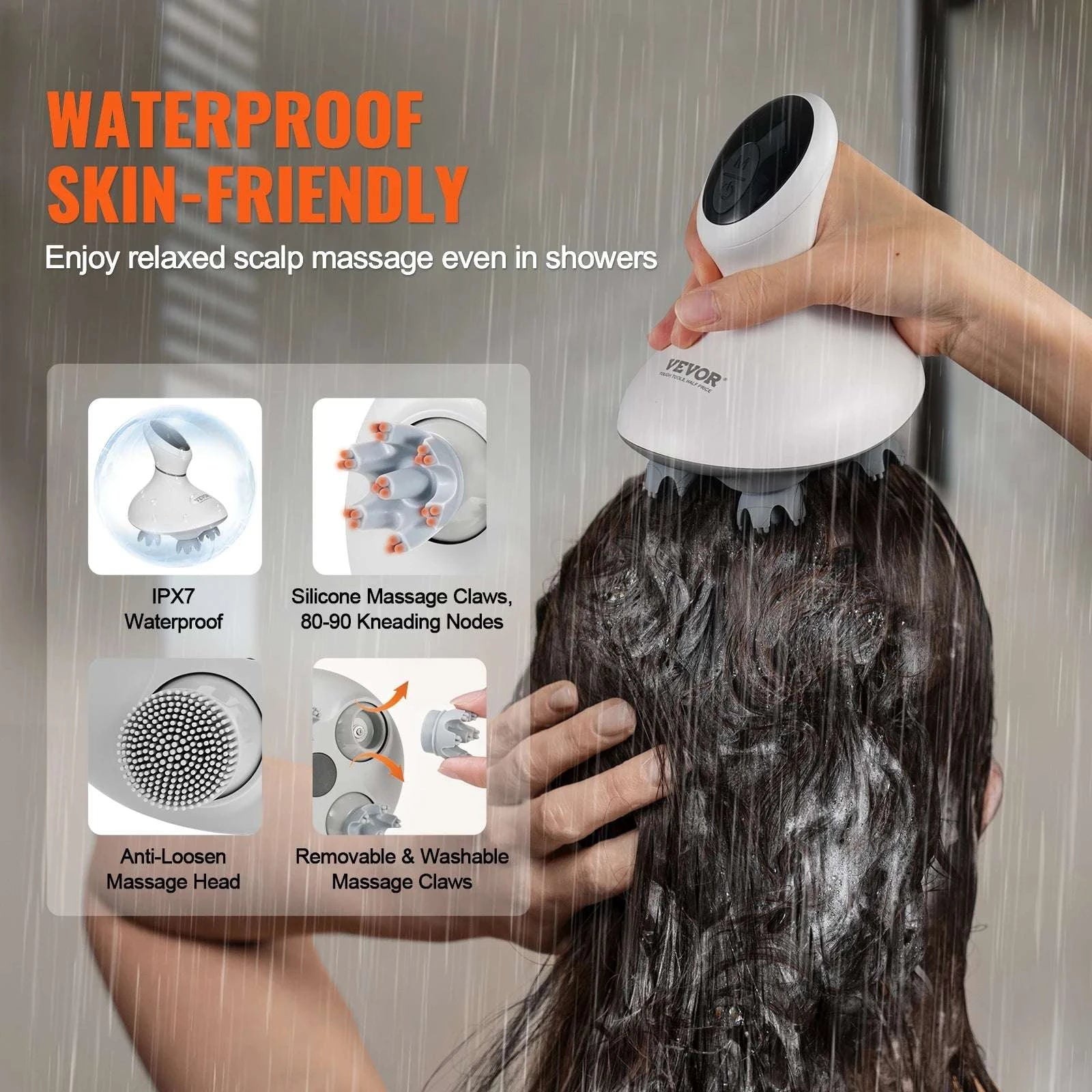 Electric Scalp Massager with 6 Modes Waterproof Rechargeable-