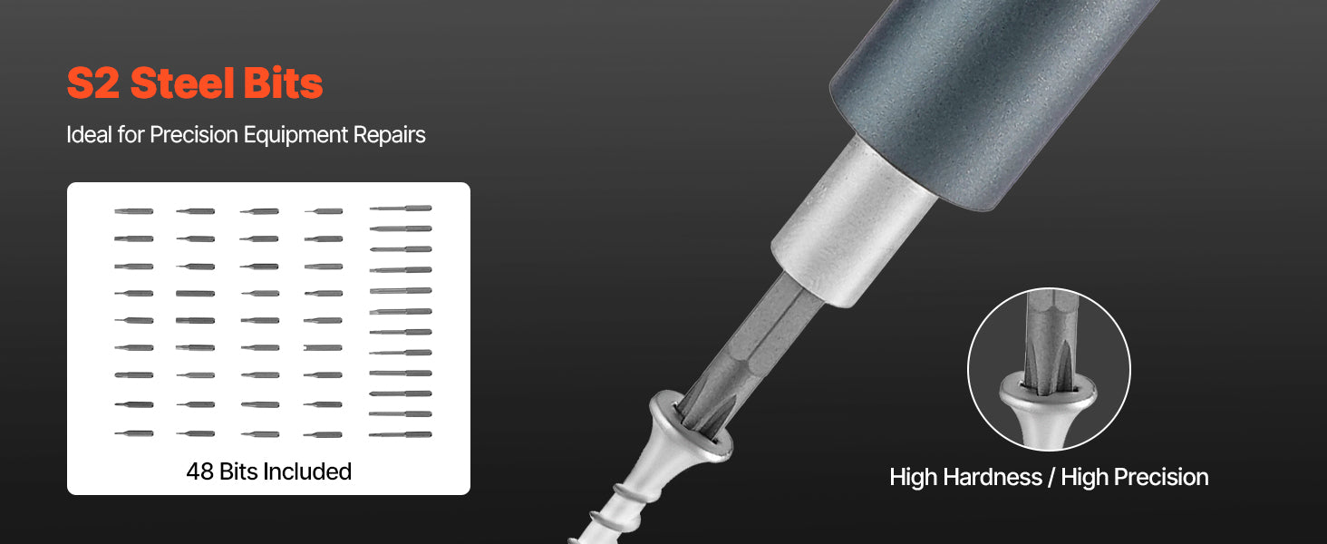 Precision Electric Screwdriver Set with 48 Bits, LED & Fast Charging