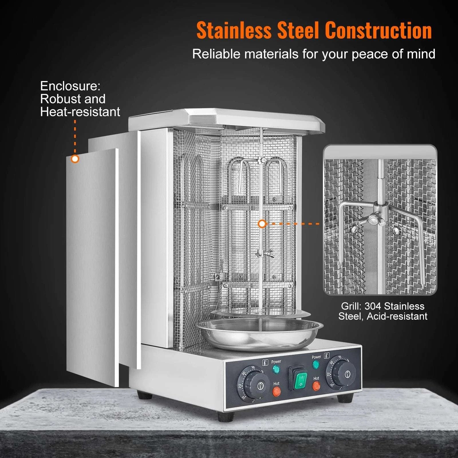 Electric Shawarma Grill Machine 13.7lb Vertical Rotisserie Cooker-US plug 110V / US / United States