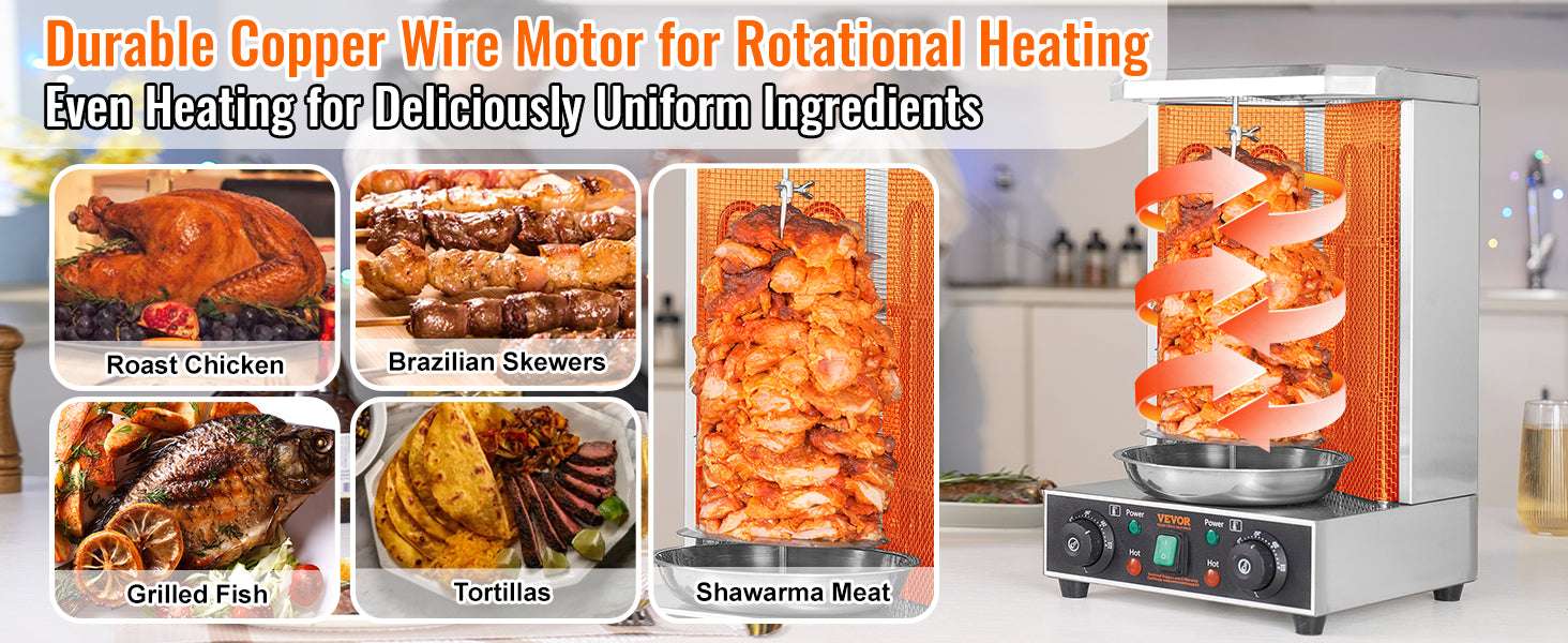 Electric Shawarma Grill Machine 13.7lb Vertical Rotisserie Cooker-US plug 110V / US / United States