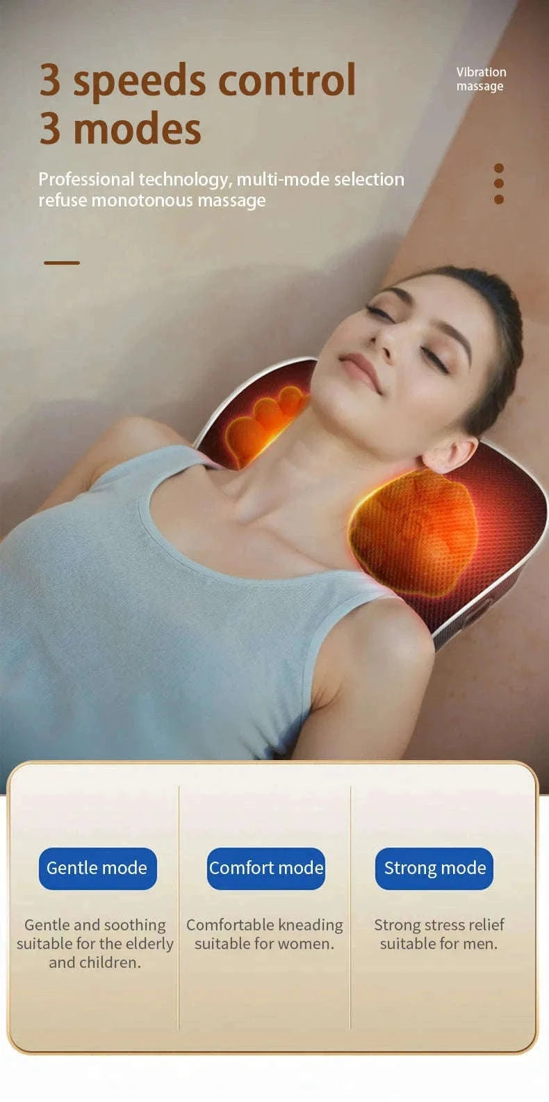 Electric Shiatsu Massage Pillow for Neck, Back and Shoulders-Ordinary model / EU Plug