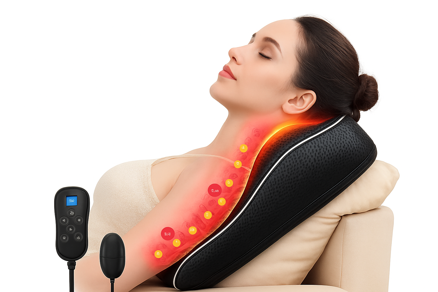 Electric Shiatsu Massage Pillow for Neck, Back and Shoulders