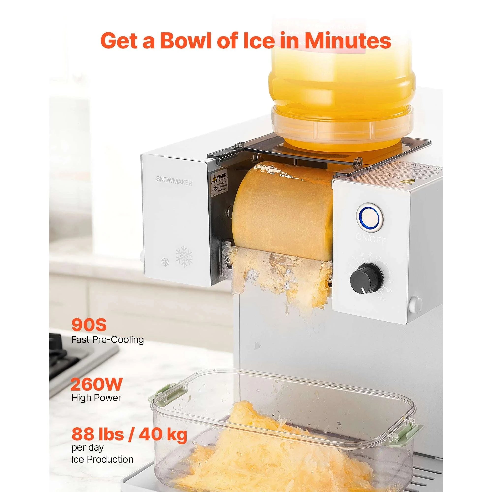 Electric Snowflake Ice Machine 40–80KG/24H Shaved Ice Maker-80kg per 24H / United States