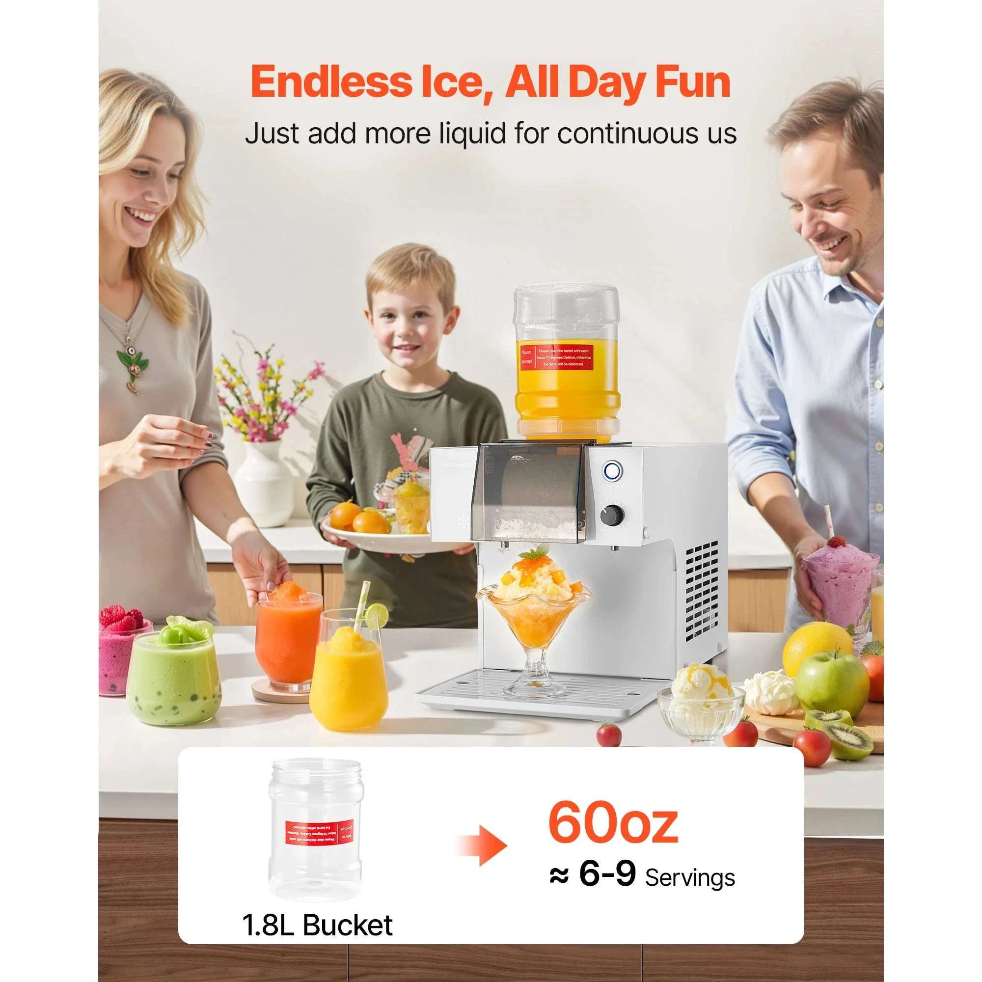 Electric Snowflake Ice Machine 40–80KG/24H Shaved Ice Maker-80kg per 24H / United States