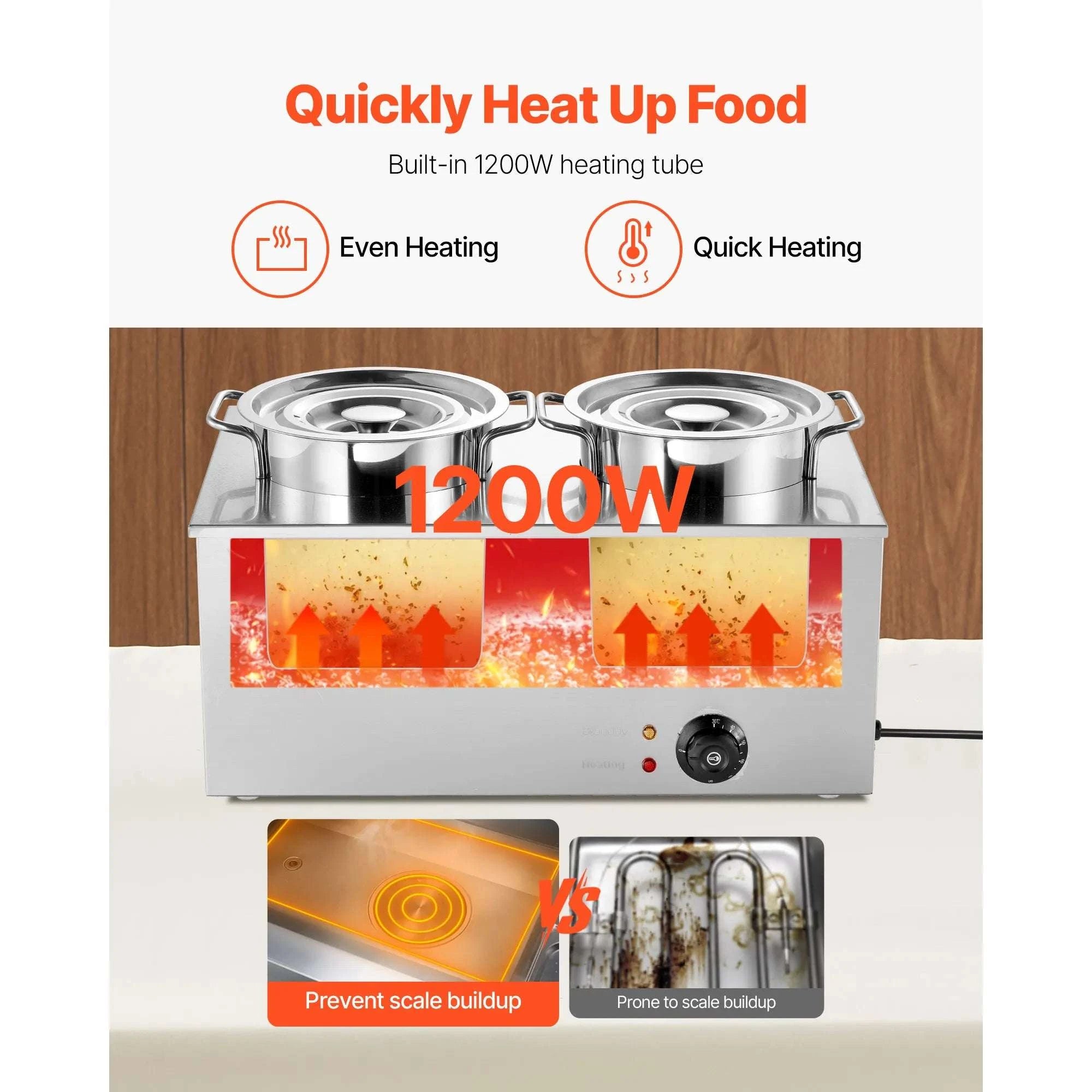 Electric Soup Warmer Dual 6.34QT Pots with Adjustable Heat 1200W-2x6L 1200W / United States