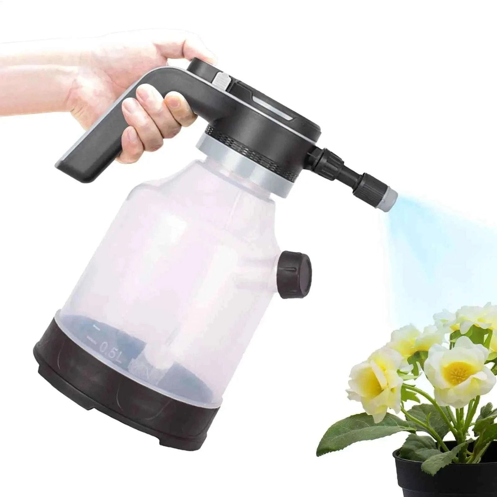Electric Spray Bottle 3L Cordless Automatic Plant Mister with Adjustable Nozzles-Black
