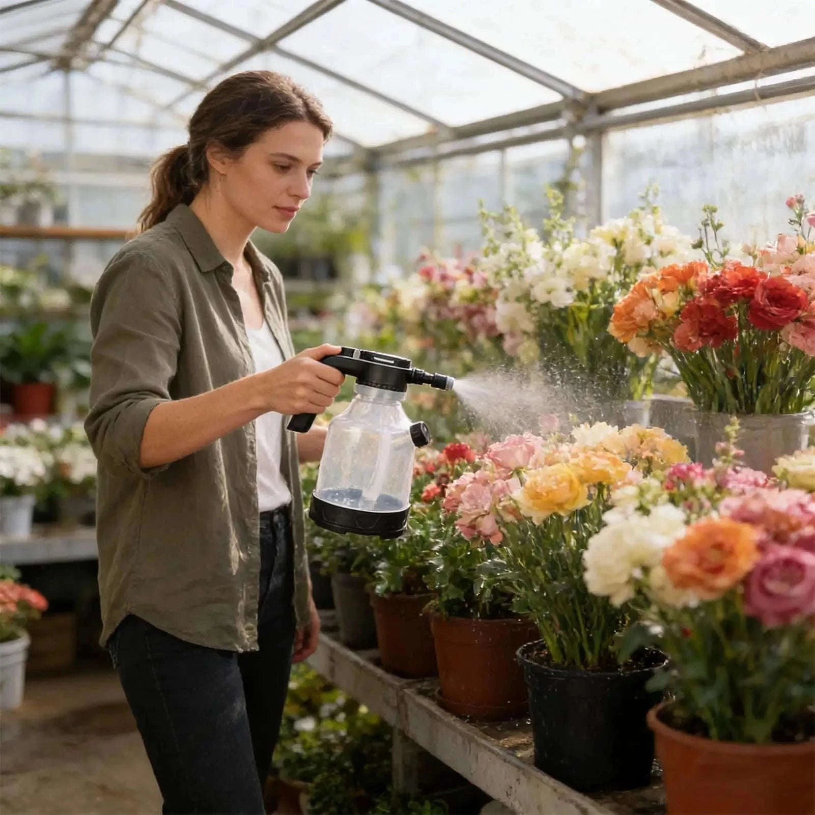 Electric Spray Bottle 3L Cordless Automatic Plant Mister with Adjustable Nozzles-Black